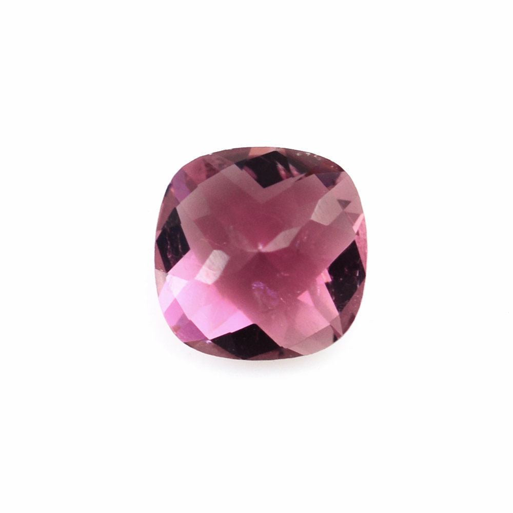 PINK TOURMALINE CHECKER CUT CUSHION (DARK/SI) 6MM 0.80 Cts.