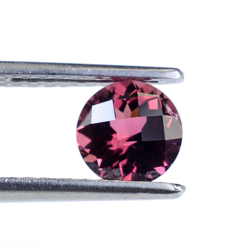 PINK TOURMALINE CHECKER CUT ROUND (VERY DARK) 7MM 1.30 Cts.