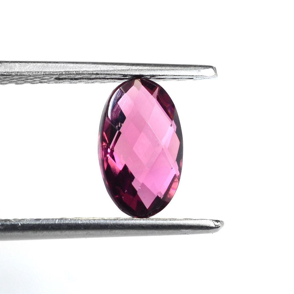 PINK TOURMALINE CHECKER CUT BRIOLETTE OVAL (DARK) 10X6MM 1.7 Cts.