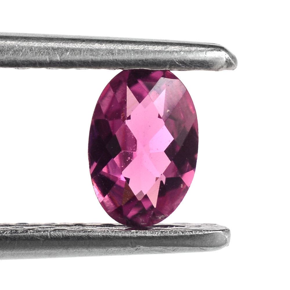 PINK TOURMALINE CHECKER CUT OVAL (DARK) 6X4MM 0.42 Cts.