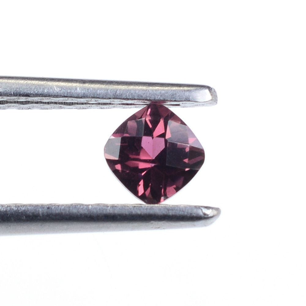 PINK TOURMALINE CHECKER CUT CUSHION (VERY DARK) 4MM 0.36 Cts.