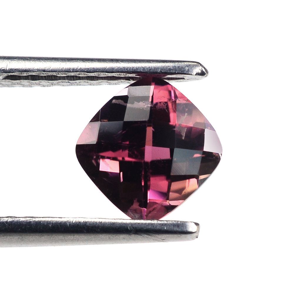 PINK TOURMALINE CHECKER CUT CUSHION (DARK) 7MM 1.33 Cts.