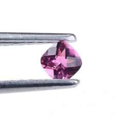 PINK TOURMALINE CHECKER CUT CUSHION (DARK) 4MM 0.29 Cts.