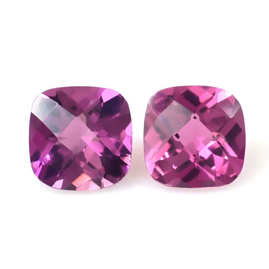 PINK TOURMALINE CHECKER CUT CUSHION (DARK) 4MM 0.29 Cts.