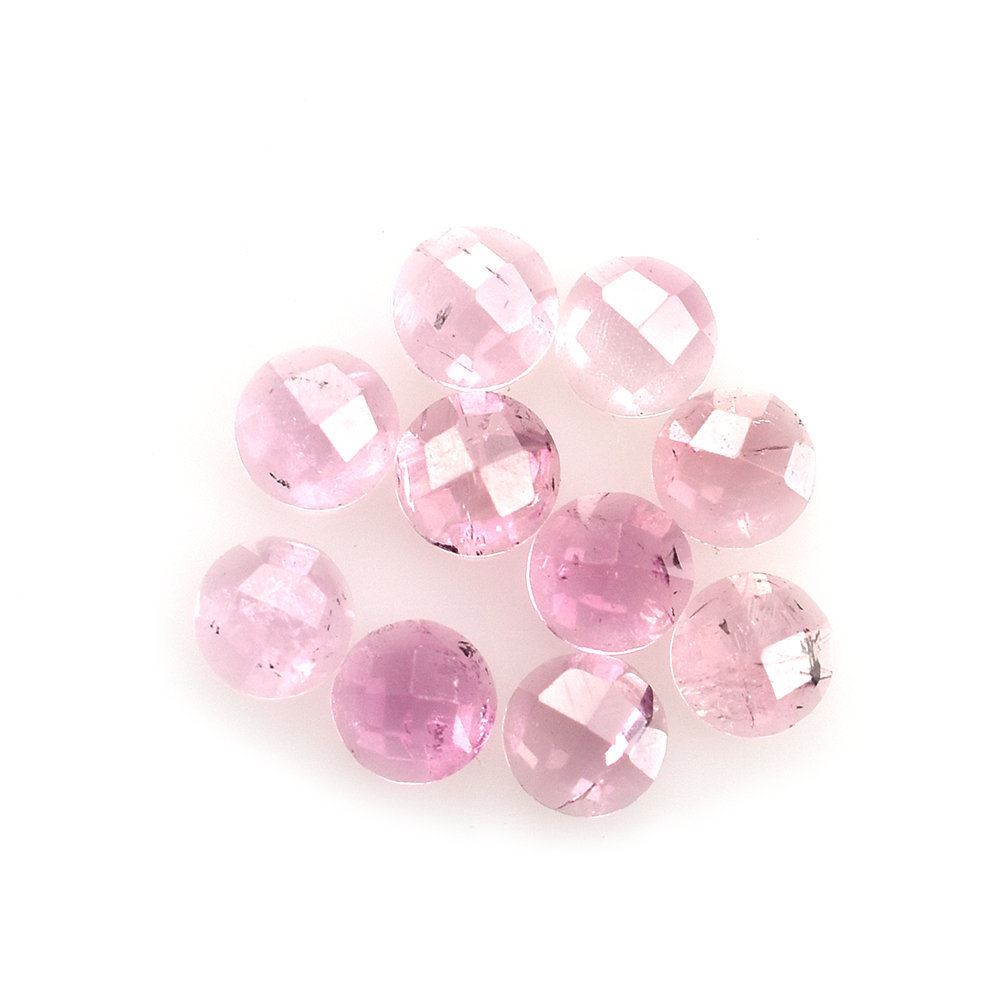 PINK TOURMALINE CHECKER CUT ROUND CAB (LITE/HI) 3.00MM 0.09 Cts.