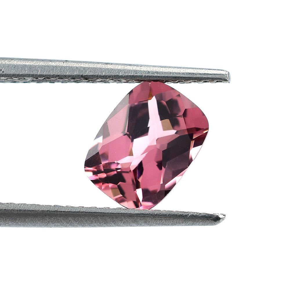 PINK TOURMALINE CHECKER CUT CUSHION (LITE/SI) 8X6MM 1.26 Cts.