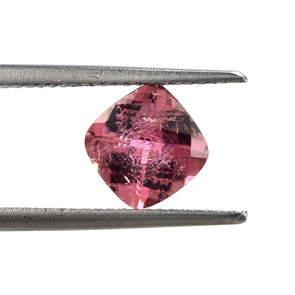 PINK TOURMALINE CHECKER CUT CUSHION (LITE/HI) 7.00MM 1.51 Cts.