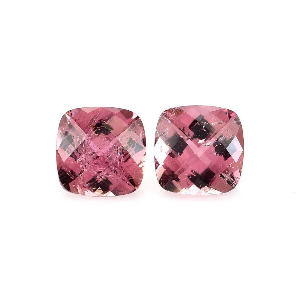 PINK TOURMALINE CHECKER CUT CUSHION (LITE/HI) 7.00MM 1.51 Cts.