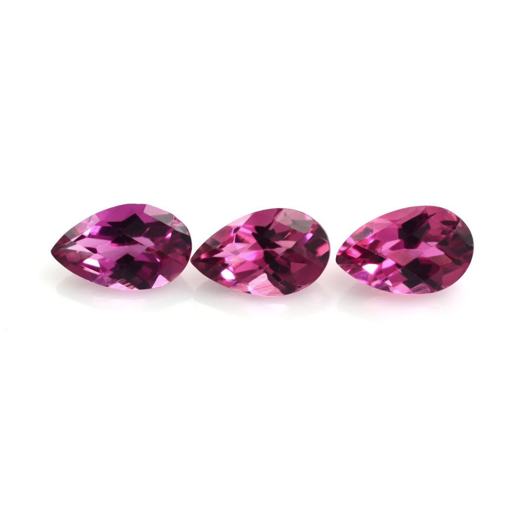 PINK TOURMALINE CHECKER CUT PEAR 5X3MM 0.23 Cts.