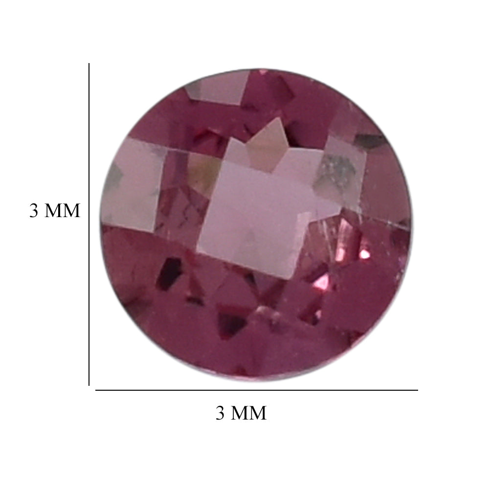 PINK TOURMALINE CHECKER CUT ROUND 3MM 0.12 Cts.