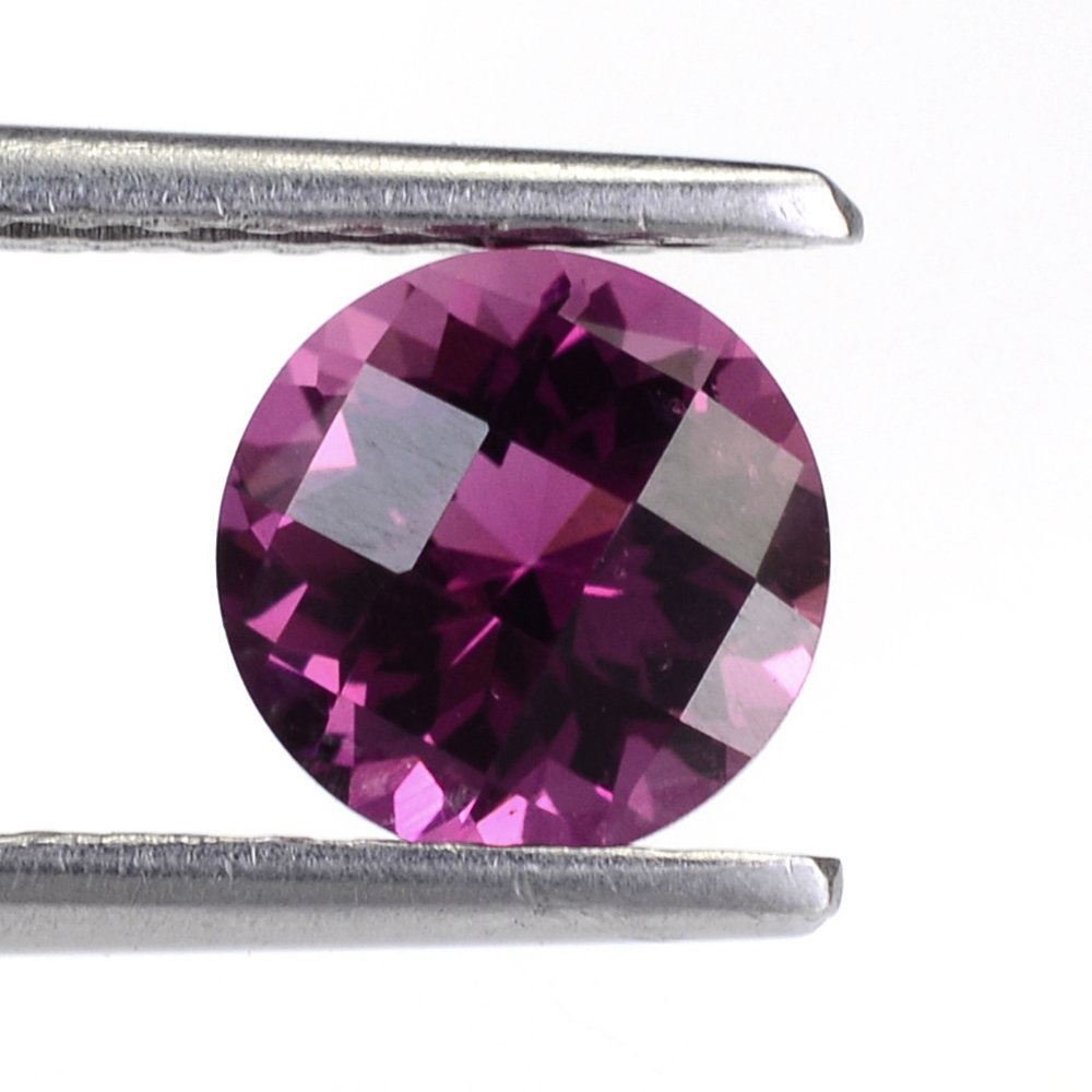 PINK TOURMALINE CHECKER CUT ROUND (DARK) 7MM 1.10 Cts.