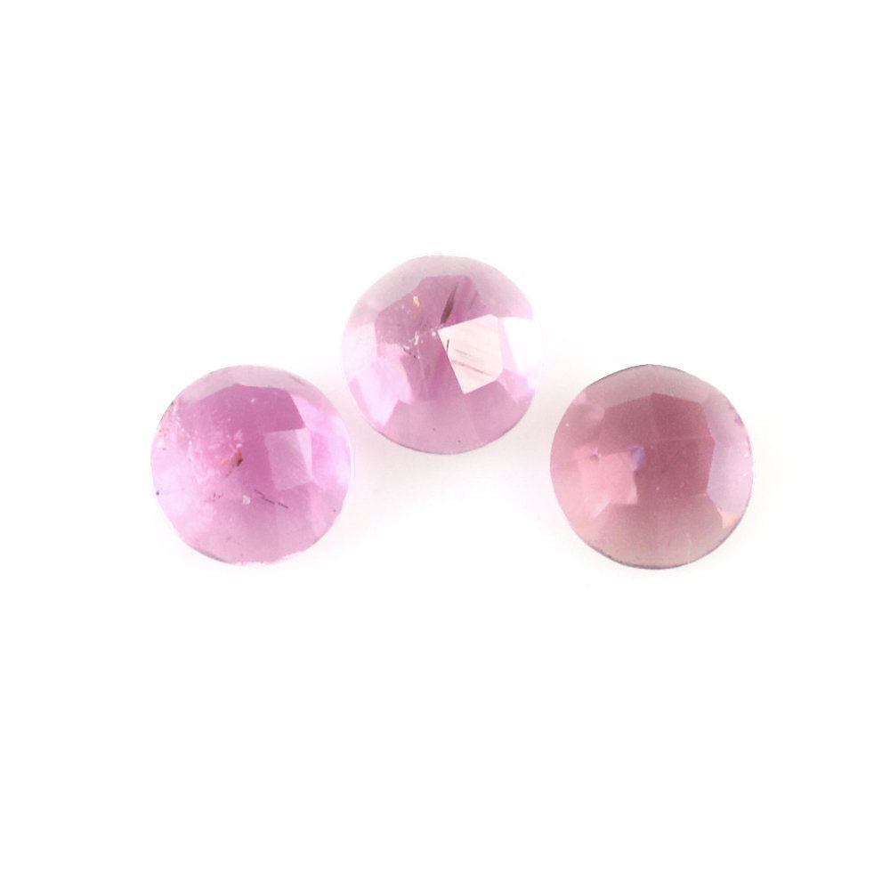 PINK TOURMALINE CHECKER CUT ROUND CAB (MEDIUM) 2MM 0.04 Cts.