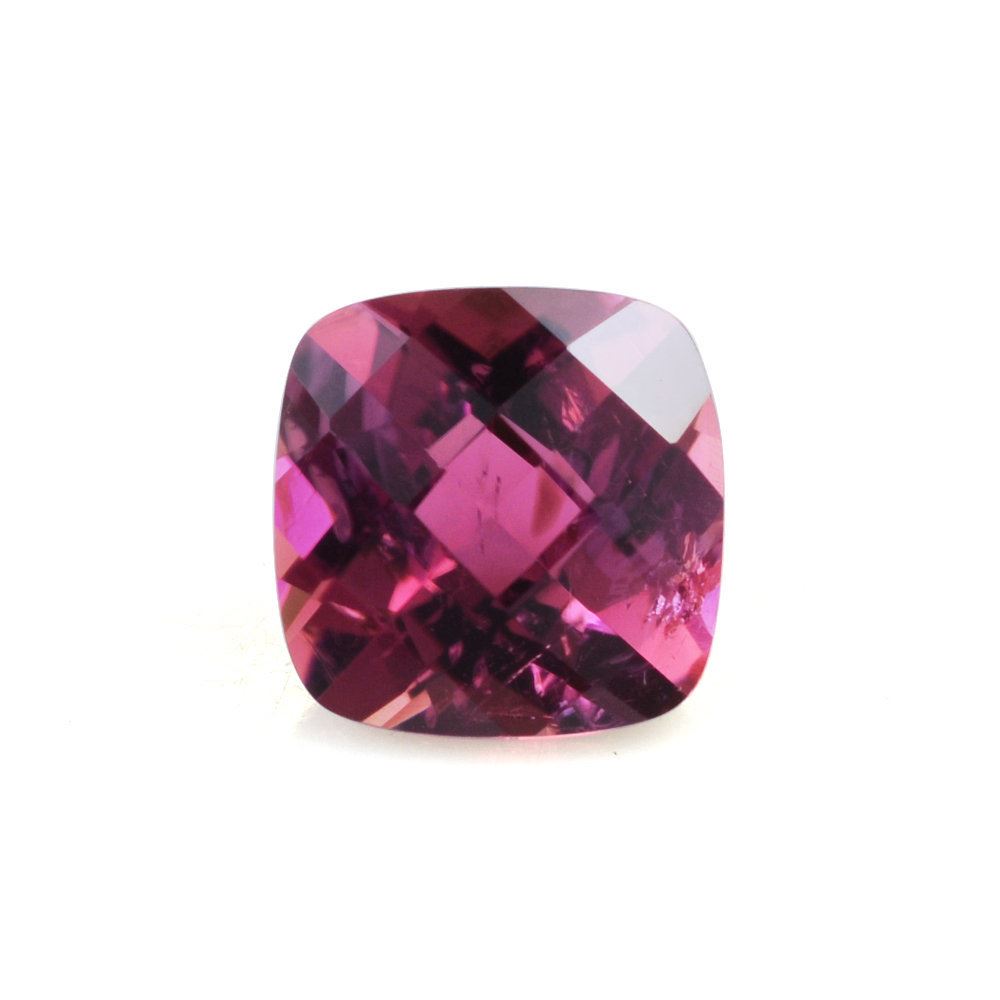 PINK TOURMALINE CHECKER CUT CUSHION (DARK) (HI) 6MM 0.98 Cts.