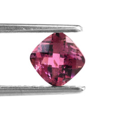 PINK TOURMALINE CHECKER CUT CUSHION (DARK) (HI) 6MM 0.98 Cts.