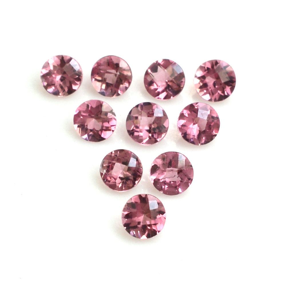 PINK TOURMALINE CHECKER CUT ROUND (LITE) 3MM 0.11 Cts.