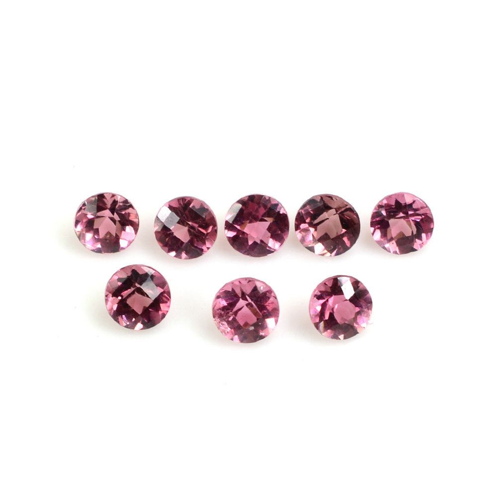 PINK TOURMALINE CHECKER CUT ROUND 3MM (DARK) 0.14 Cts.