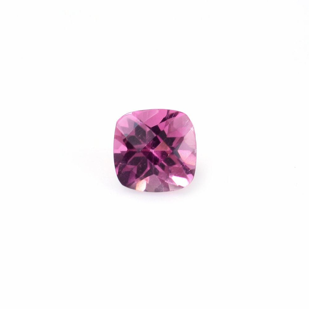 PINK TOURMALINE CHECKER CUT CUSHION (DARK) 4MM 0.32 Cts.