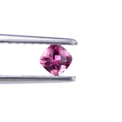 PINK TOURMALINE CHECKER CUT CUSHION (DARK) 4MM 0.32 Cts.