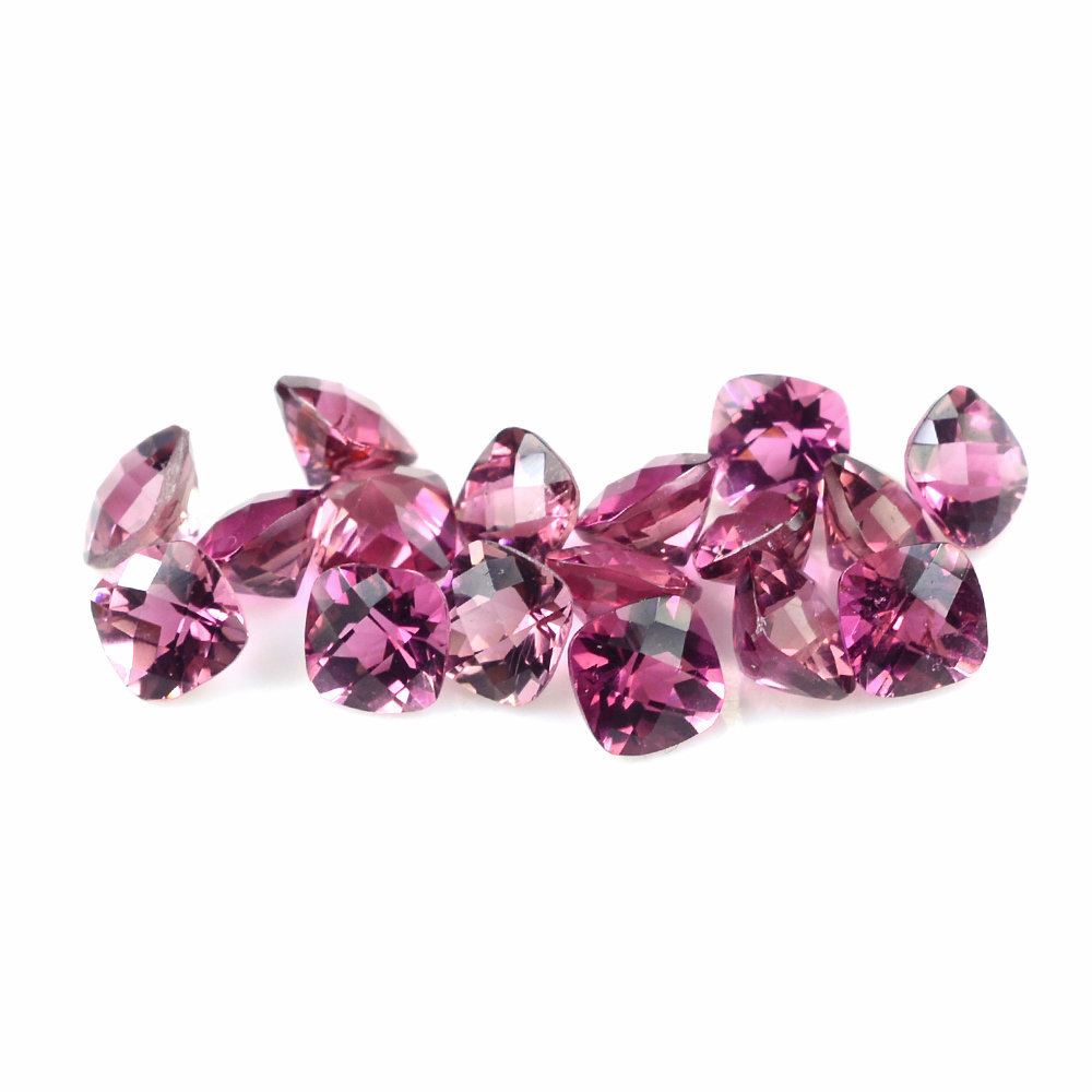 PINK TOURMALINE CHECKER CUT CUSHION (DARK) 4MM 0.32 Cts.