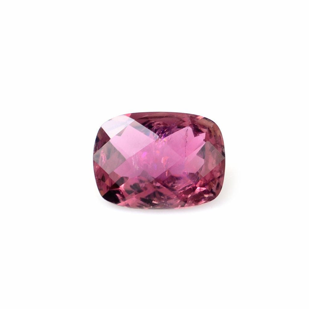 PINK TOURMALINE CHECKER CUT CUSHION (DARK/HI) 8X6MM 1.16 Cts.