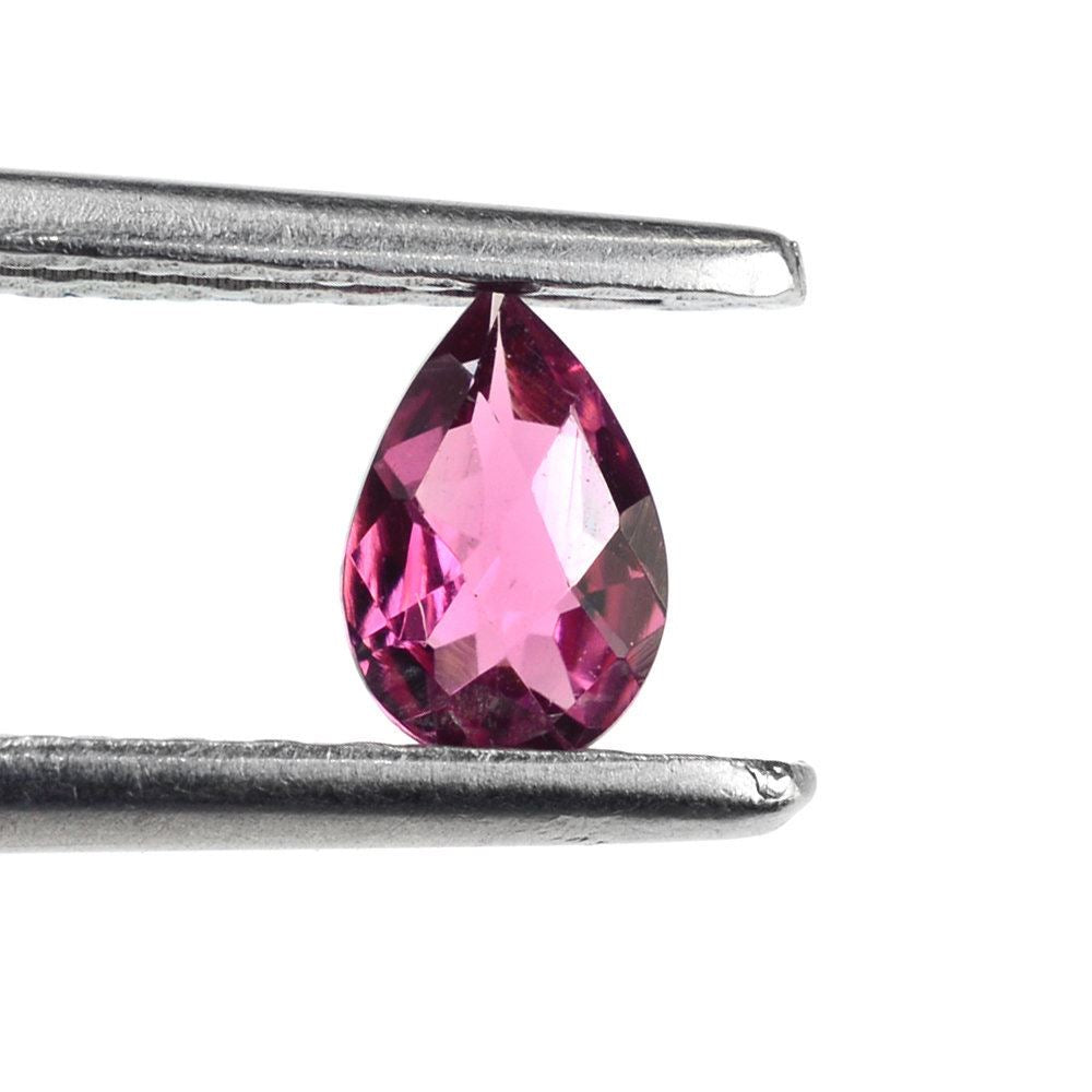 PINK TOURMALINE CHECKER CUT PEAR (DARK) 6X4MM 0.36 Cts.