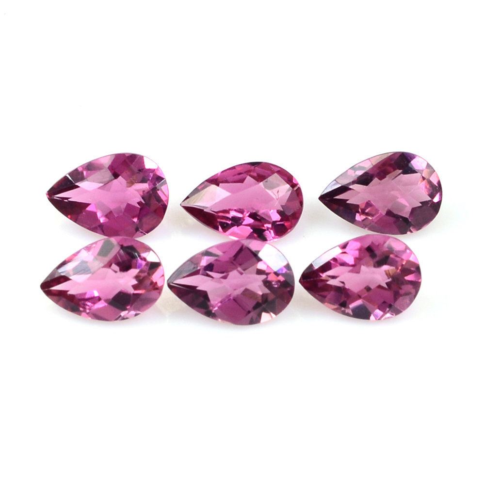 PINK TOURMALINE CHECKER CUT PEAR (DARK) 6X4MM 0.36 Cts.