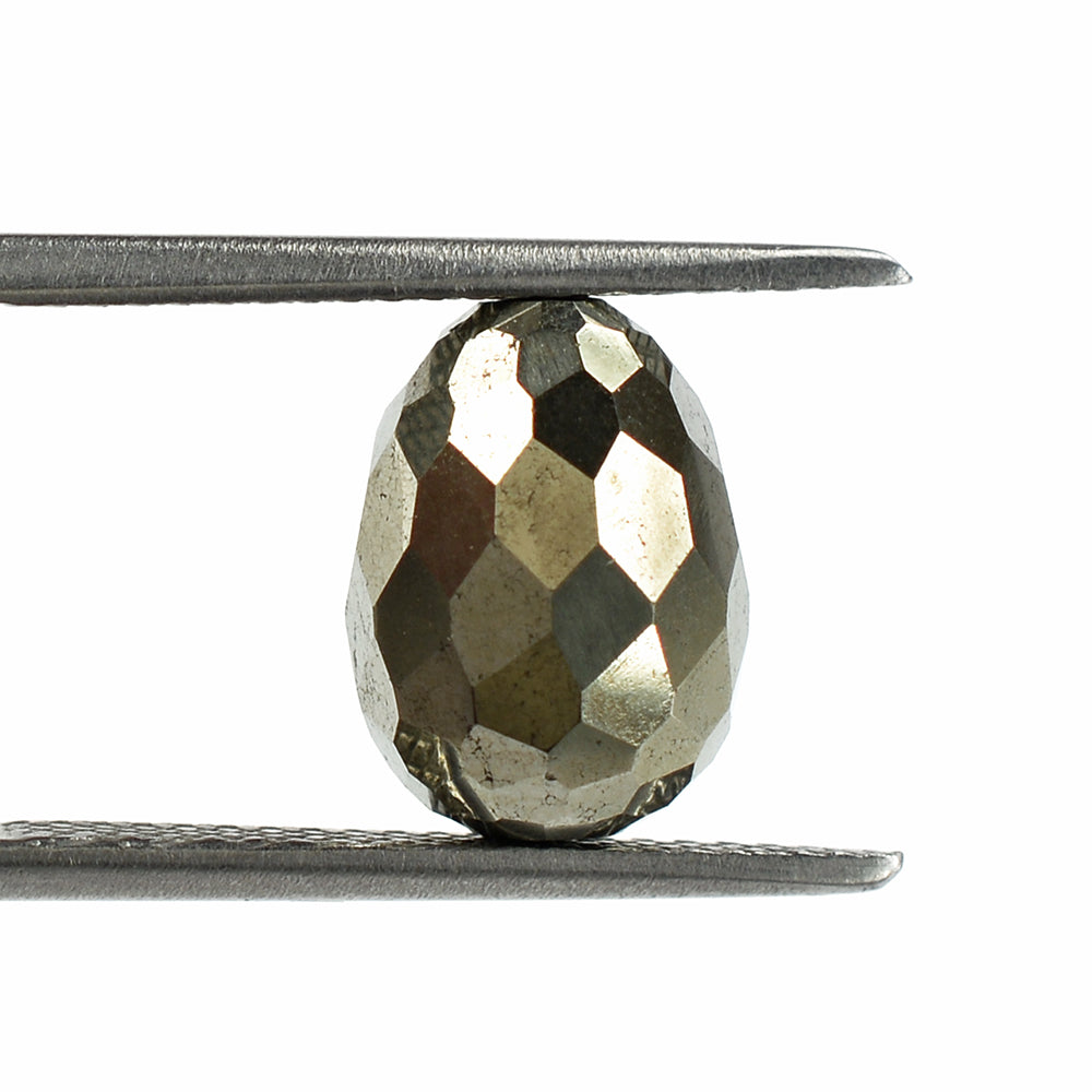 PYRITE FACETED OLIVE (HALF DRILL) 11X8MM 9.15 Cts.