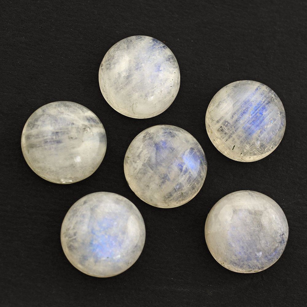 RAINBOW MOONSTONE ROUND CAB (SEMI CLOUDY) 14MM 10.57 Cts.