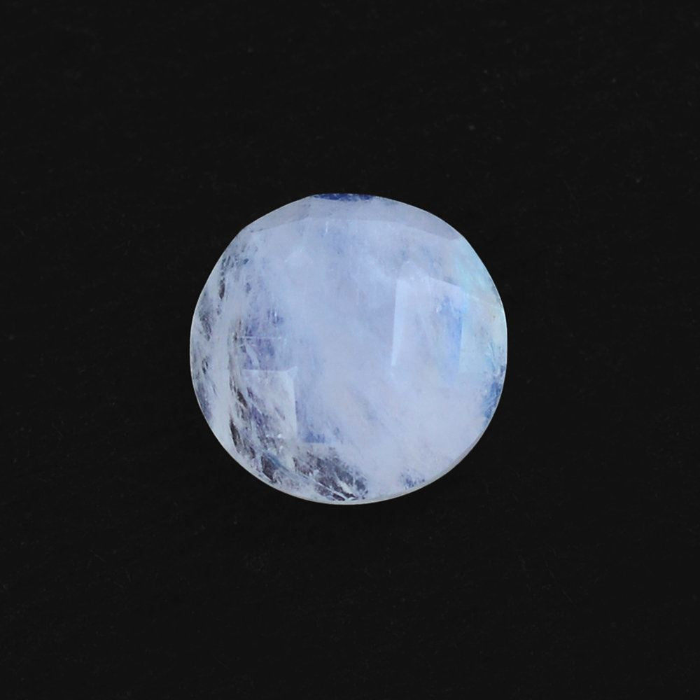 RAINBOW MOONSTONE CHECKER CUT ROUND CAB (CLOUDY) 6MM 0.84 Cts.