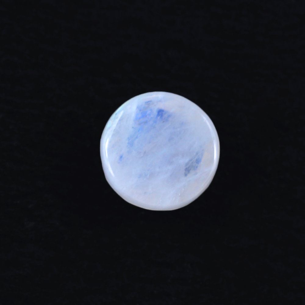 RAINBOW MOONSTONE CHECKER CUT ROUND CAB (CLOUDY) 6MM 0.84 Cts.