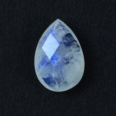 RAINBOW MOONSTONE CHECKER CUT BRIOLETTE PEAR (CLOUDY) 14X10 MM 4.35 Cts.