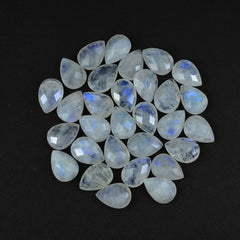 RAINBOW MOONSTONE CHECKER CUT BRIOLETTE PEAR (CLOUDY) 14X10 MM 4.35 Cts.