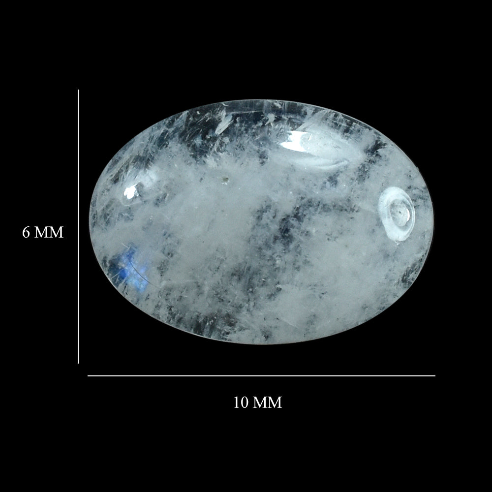 RAINBOW MOONSTONE OVAL CAB (FLAT BOTTAM)  (CLOUDY) 10X6MM 1.53 Cts.