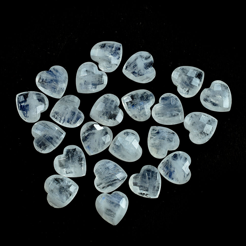 RAINBOW MOONSTONE CHECKER CUT BRIOLETTE HEART (SEMI CLOUDY) 10MM 2.79 Cts.