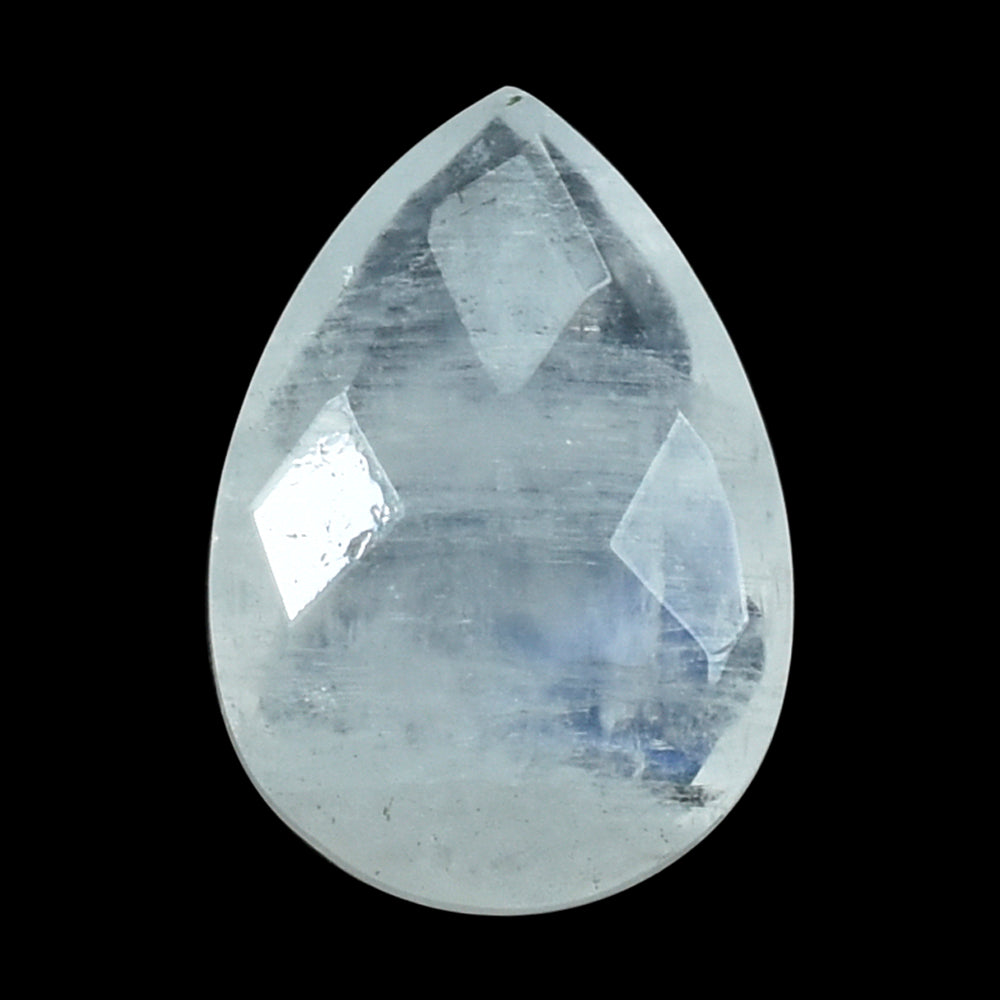 RAINBOW MOONSTONE CHECKER CUT BRIOLETTE PEAR (CLOUDY) 10X7MM 1.62 Cts.