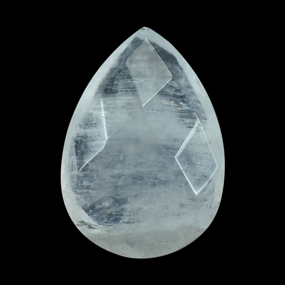 RAINBOW MOONSTONE CHECKER CUT BRIOLETTE PEAR (CLOUDY) 10X7MM 1.62 Cts.