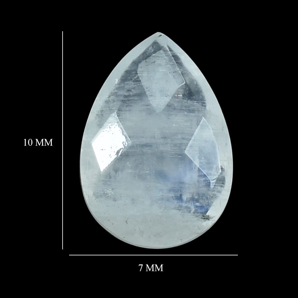 RAINBOW MOONSTONE CHECKER CUT BRIOLETTE PEAR (CLOUDY) 10X7MM 1.62 Cts.