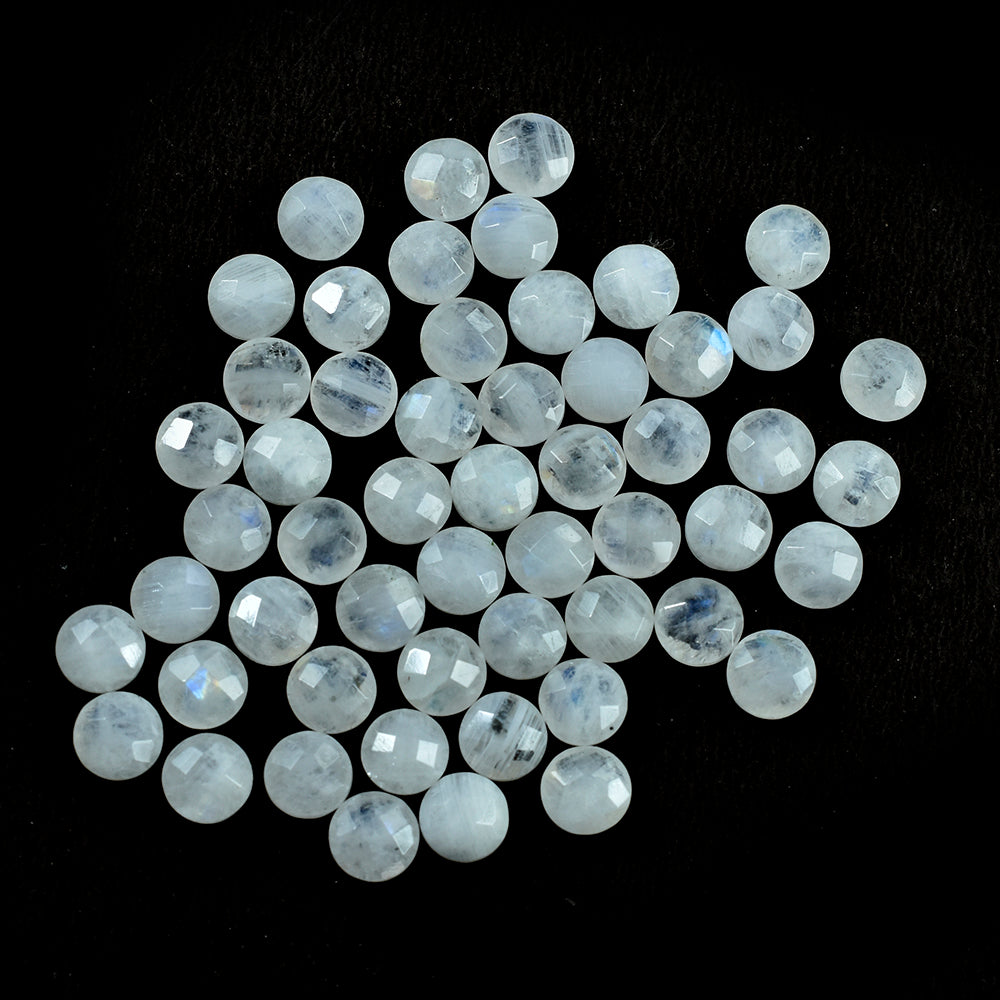 RAINBOW MOONSTONE CHECKER CUT BRIOLETTE ROUND (CLOUDY) 6MM 0.77 Cts.