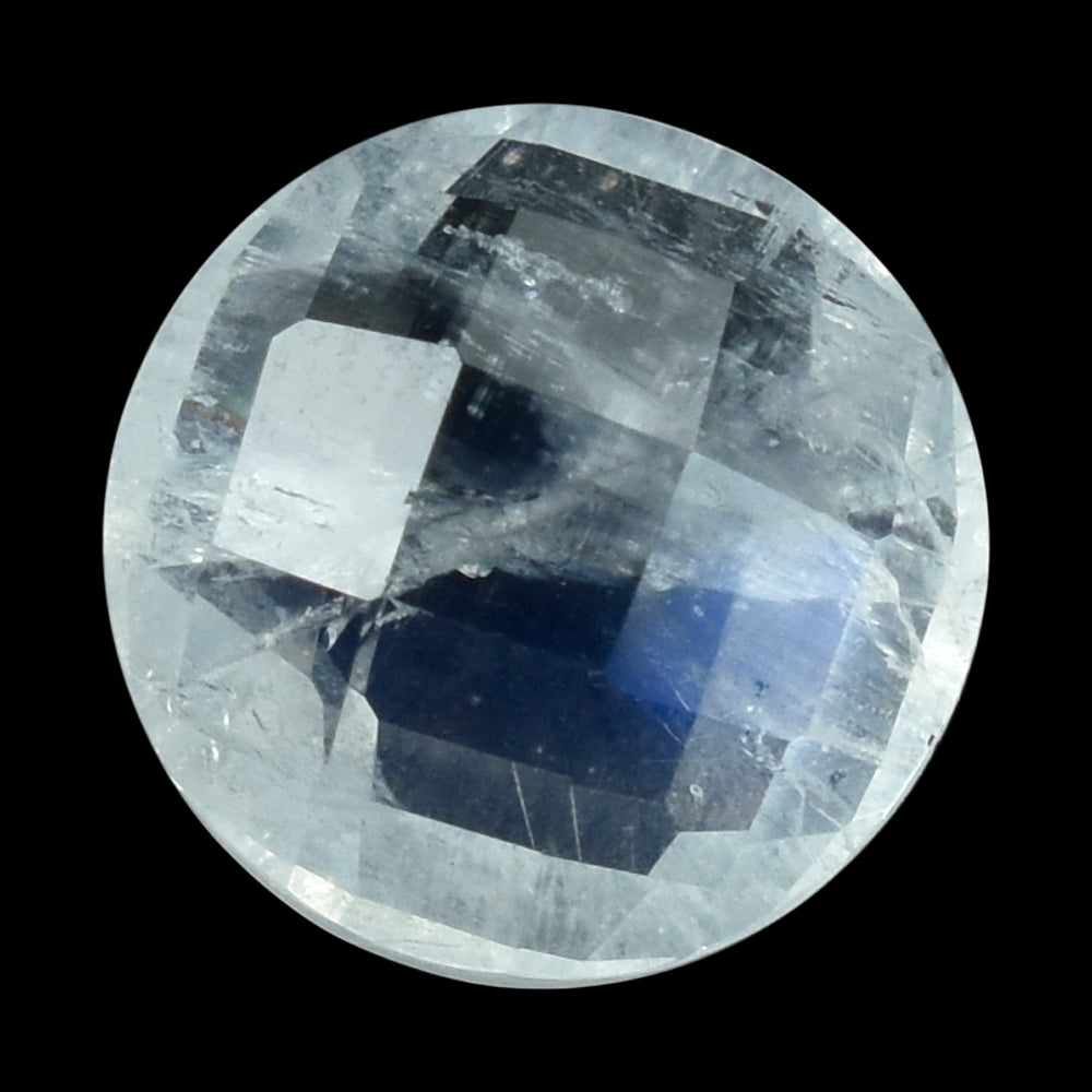 RAINBOW MOONSTONE CHECKER CUT BRIOLETTE ROUND (SEMI CLOUDY) 8MM 1.75 Cts.