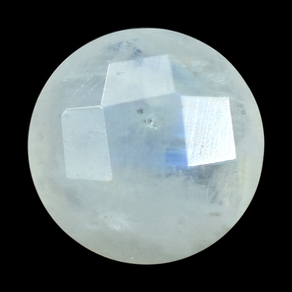 RAINBOW MOONSTONE CHECKER CUT BRIOLETTE ROUND (CLOUDY) 8MM 1.77 Cts.