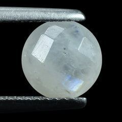 RAINBOW MOONSTONE CHECKER CUT BRIOLETTE ROUND (CLOUDY) 8MM 1.77 Cts.