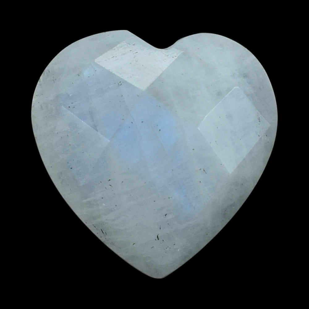 RAINBOW MOONSTONE CHECKER CUT BRIOLETTE HEART (CLOUDY) 10MM 2.83 Cts.