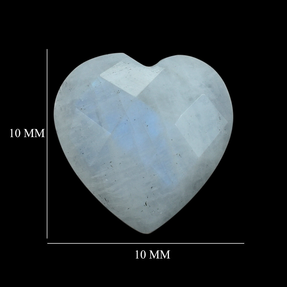 RAINBOW MOONSTONE CHECKER CUT BRIOLETTE HEART (CLOUDY) 10MM 2.83 Cts.