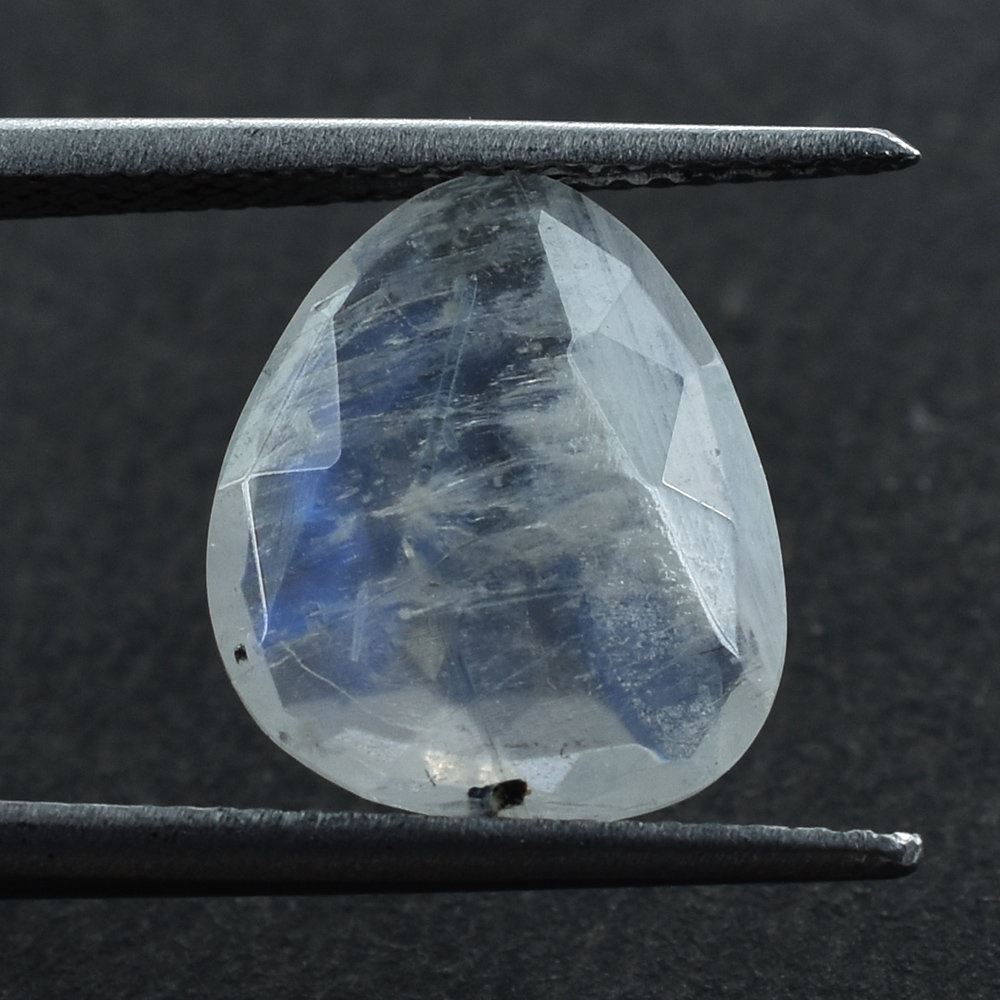 RAINBOW MOONSTONE ROSE CUT BRIOLETTE IRREGULAR TRILLIONISH (SEMI CLOUDY)13X11MM 3.43 Cts.