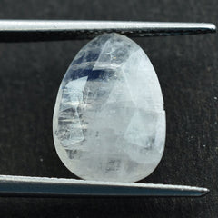 RAINBOW MOONSTONE ROSE CUT BRIOLETTE IRREGULAR PEARISH (SEMI CLOUDY) 14X10MM 3.30 Cts.