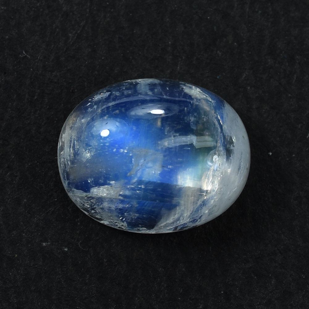 RAINBOW MOONSTONE PLAIN OVAL CAB (SEMI CLOUDY) 10X8MM 2.53 Cts.