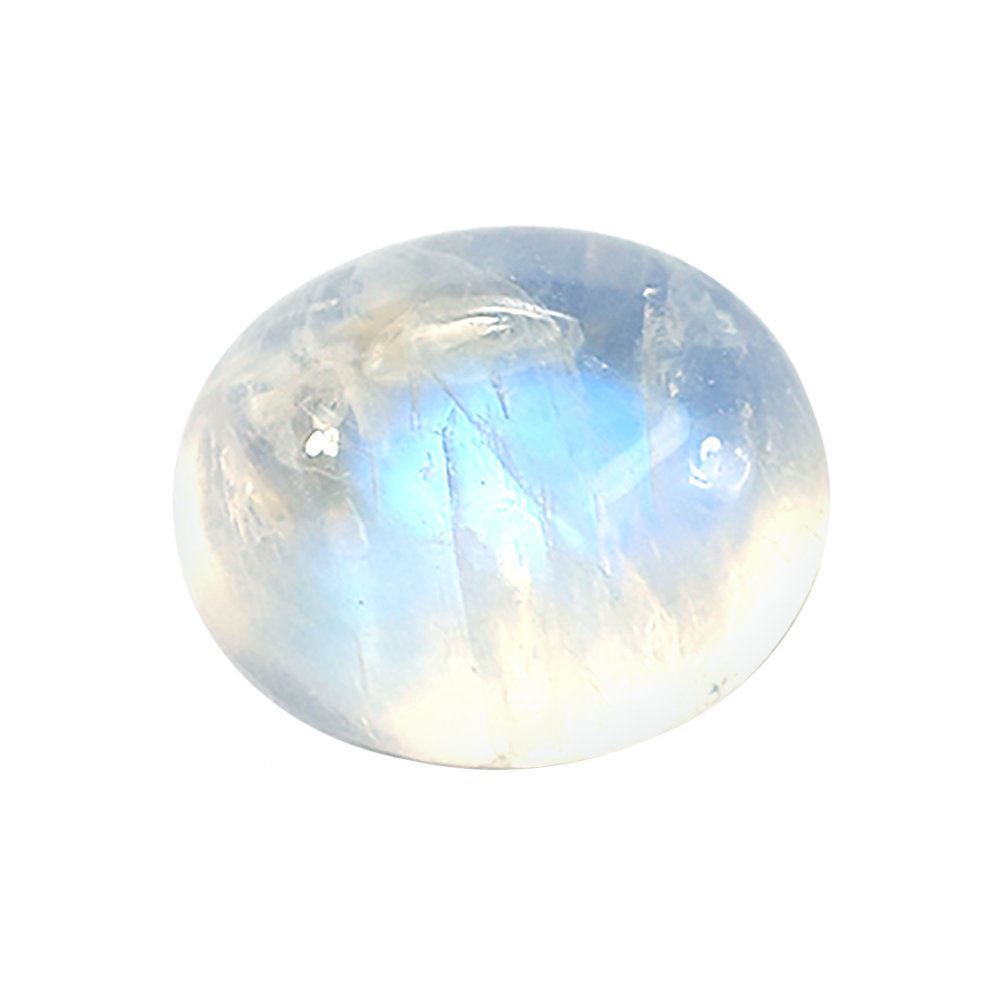 RAINBOW MOONSTONE PLAIN OVAL CAB 12X10MM 4.77 Cts.