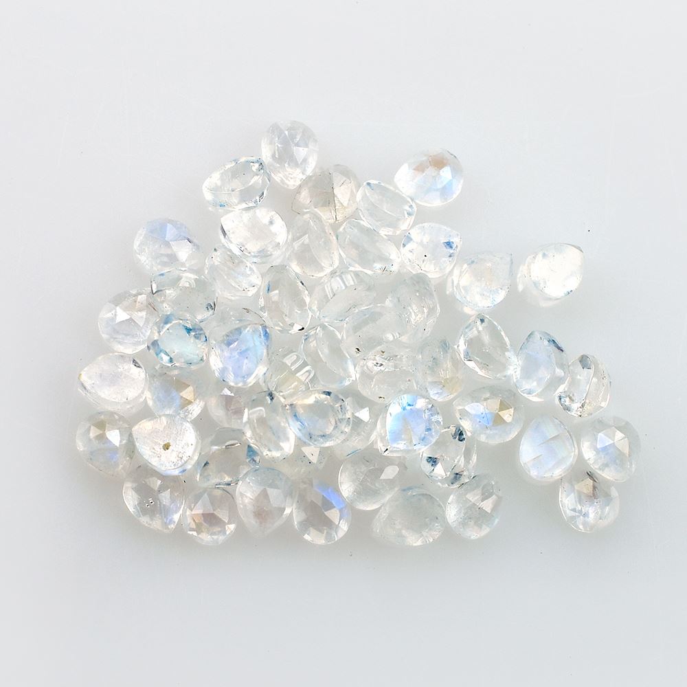 RAINBOW MOONSTONE ROSE CUT PEAR (WHITE)(SEMI CLOUDY) 3.00X2.40 MM 0.09 Cts.