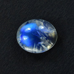 RAINBOW MOONSTONE PLAIN OVAL CAB (NICE BLUE SHINE) 12.00X10.00 MM 4.56 Cts.