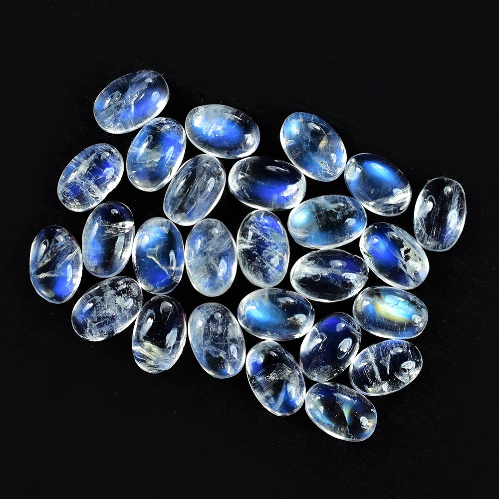 RAINBOW MOONSTONE PLAIN OVAL CAB (TRANSPARENT)(SI) 6.00X4.00 MM 0.55 Cts.